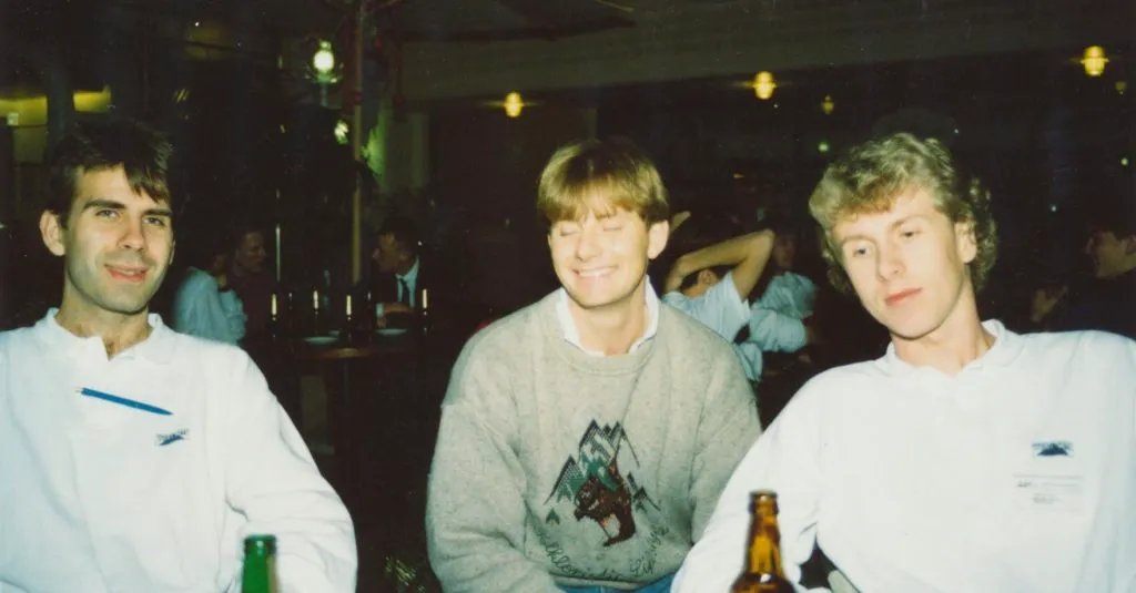 Tre personer som grundade Tricom i ordning Eric, Olle och Tommy, år 1984.