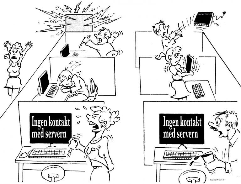 Tricom tecknad service med serverproblem